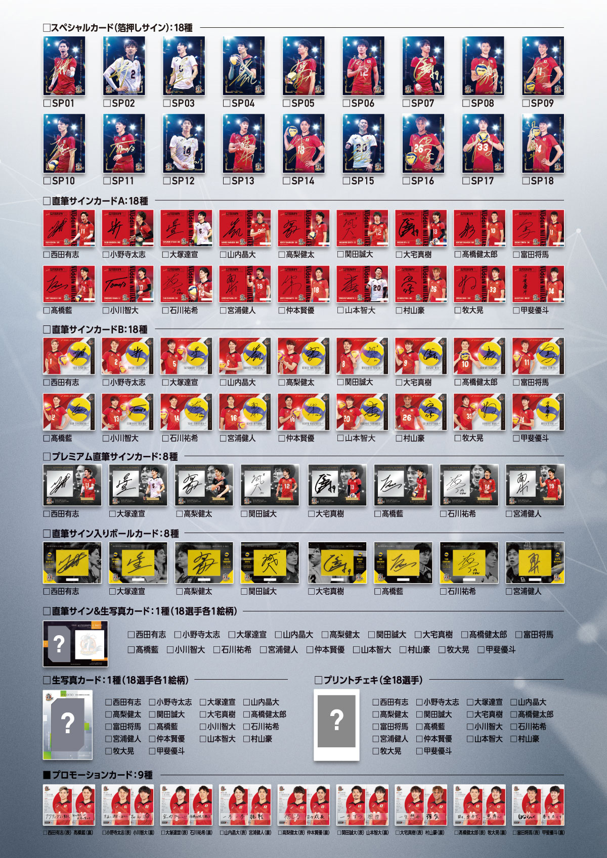 「龍神NIPPON 2022」公式トレーディングカード「龍神NIPPON 2022」公式トレーディングカードチェックリスト